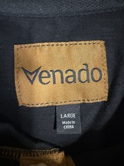 Venado Mens Long Sleeve Henley Shirt Black With Contrast Stitching Large