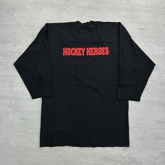 Vintage Hockey Heroes Shirt Adult Large Long Sleeve Black Sports