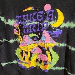 ALAB Mushroom Psychedelic Tie Dye Graphic T-shirt Take A Trip Men Medium Black