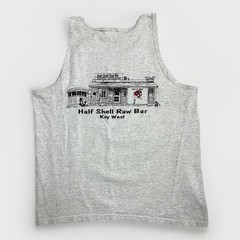 Vintage Eat It Raw Tank Top | 1990s Half Shell Raw Bar Key West Florida Anvil L