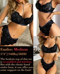 Women Lingerie Set Lace Two Pieces Underwear Bra and Panty Set Black