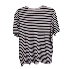 Pact Mens Large Blue White Stripe Ringer Tee T-Shirt Short Sleeve Organic Cotton