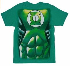 Adult Green DC Comics Green Lantern Muscle Costume Suit Print Cosplay T-shirt