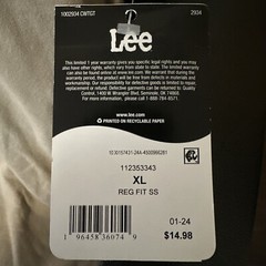 Lee jeans’s world, tour, Short Sleeve Shirt Size X-Large (54-56) Graphic NWT