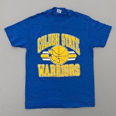 Vintage 80s Goldenstate Warriors Shirt Blue Single Stitch Polycotton Size Medium