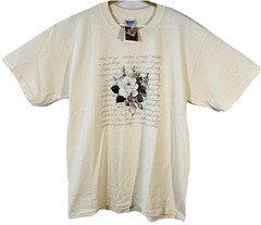 Vintage Glynda Turley Floral Flowers Artwork Quote Bible Graphic Tee Size Large