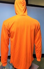 Orange Long Sleeve Safety Shirt With Hoodie, Quick Dry Polyester Birdeye mesh