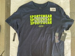 Nike Tee Shirt Short Sleeve Blue Bright Green Sportswear New 100% Cotton
