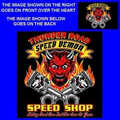 Old School Thunder Road Speed Demon Devil Speed Shop Gasser Race Car Work Shirt