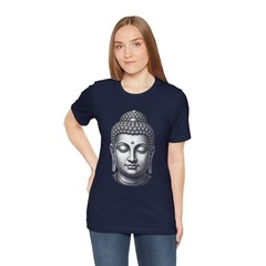 Buddha Head Grayscale T-Shirt | Spiritual Meditation Zen Graphic Tee Shirt