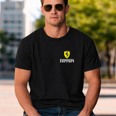 Ferrari Minimalist Logo T-Shirt Black Cotton Tee Car Enthusiast Racing