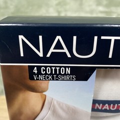 Nautica V-Neck T-Shirts Men’s S 34-36 White Cotton Limited Edition 4 Pack NWT