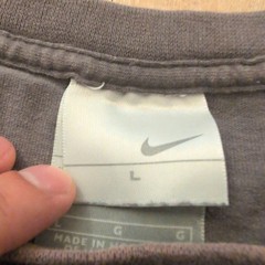 Y2K Nike Mens Large Embroidered Swoosh T-Shirt Gray Distressed Cotton Skater