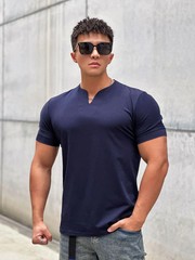 Mens Clothing New Fashion V neck Short Sleeve T Shirt Men Slim Fit T-shirt Men c
