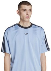 NEW MENS ADIDAS ORIGINALS Medium TREFOIL POLY TEE SHIRT Jacquard Ash Blue Black