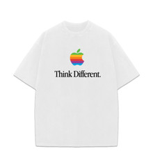 Apple Vintage Logo Think Different Slogan Funny Graphic Design T-Shirt