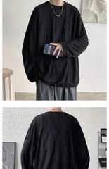 Men’s Distressed Hole Long Sleeve T-Shirt Hip Hop Oversized Harajuku Streetwear