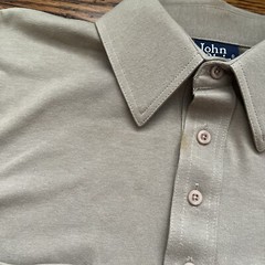 VTG John Blair Mens Sz M Tall Brown Short Sleeve Polo Style Shirt With Pockets