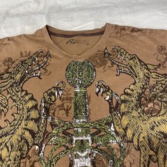 Request Shirt Mens 2XL XXL Brown Y2K Cyber Punk Mall Goth Grunge Dragon Sword