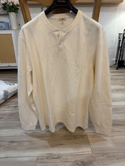 J. CREW Dense cotton herringbone henley in Milky Canvas Size XL NWT