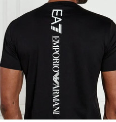 Emporio Armani Black Men’s cotton T-Shirt EA stripe print ,Size M*L*XL*2XL*3XL