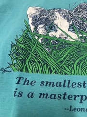 Vintage 80s Hanes T Shirt Mens M Teal Kitten Da Vinci Art USA 50/50
