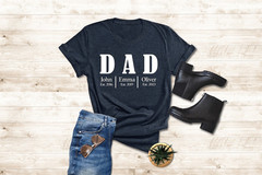 Personalized Dad Shirt with Kids Names Father’s Day Gift Custom Daddy Tee