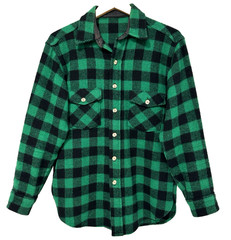 S/M Vtg 90s Green Black Buffalo Check Flannel Skate Punk Grunge Rock Men’s Shirt