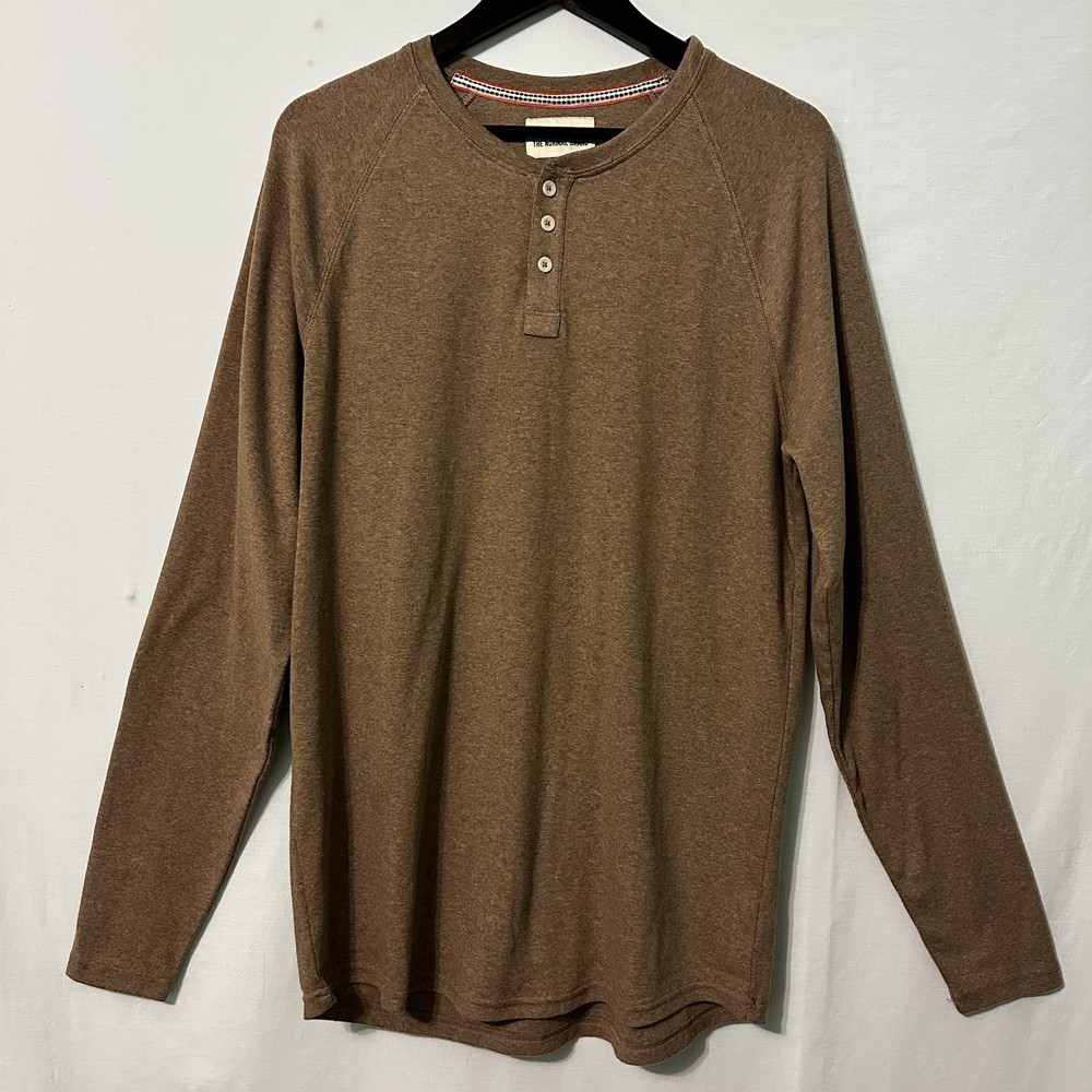 NEW The Normal Brand Puremeso Everyday Henley Taupe Mens Size L-T Long Sleeve