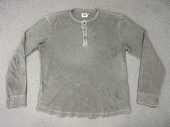 Flint And Tinder Henley Shirt Men XL Gray Waffle Knit Long Sleeve USA Base Layer