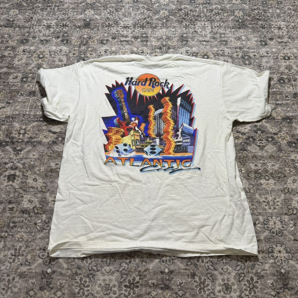 Vintage Hard Rock Cafe Atlantic City White T-Shirt Men’s Sz L USA Made Heavy Tee