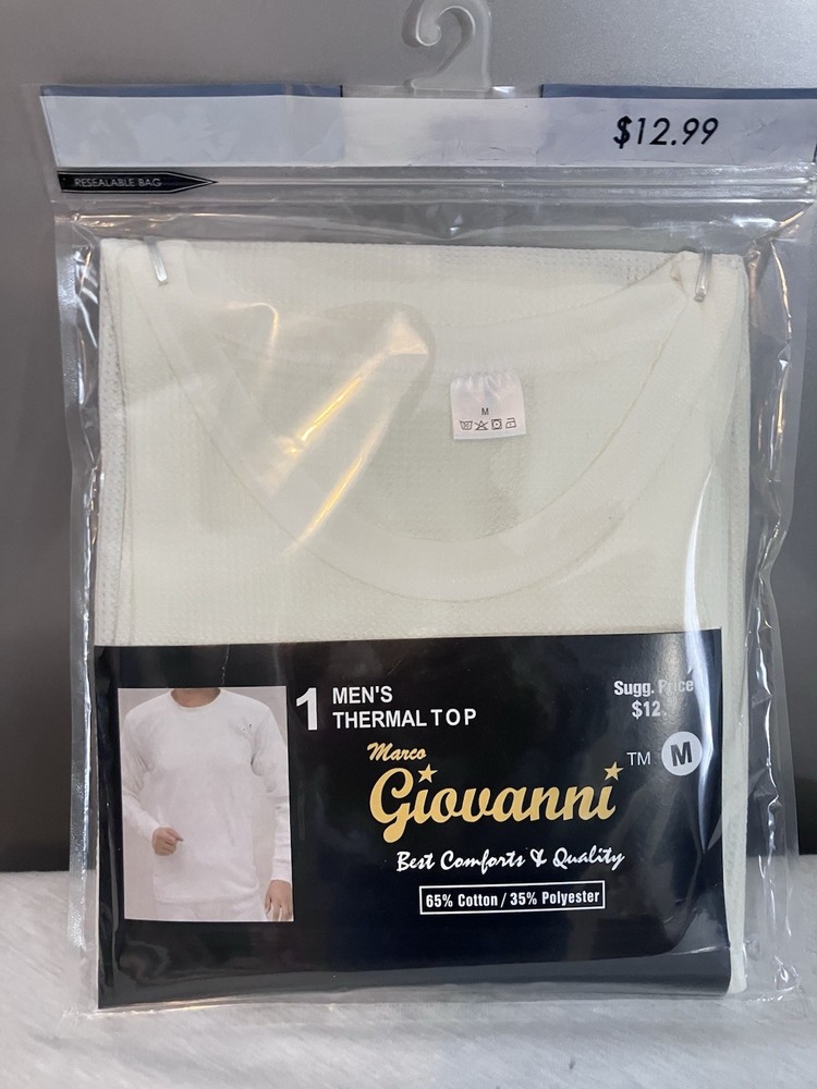 New Vintage Men’s Giovanni Cream Color Thermal Too Size Medium M