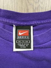 VINTAGE Nike Team Purple Small Swoosh T-Shirt Size XXL Essentials Embroidered
