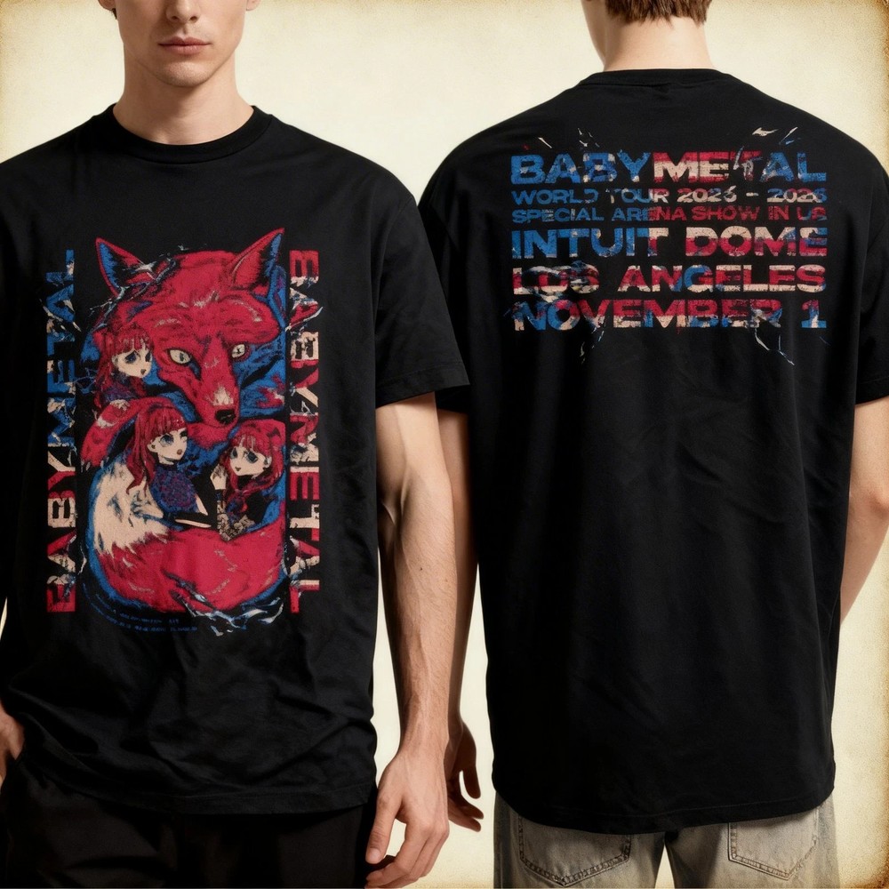 New Babymetal World Tour 2025 2026 black color 2 side Shirt VK10692