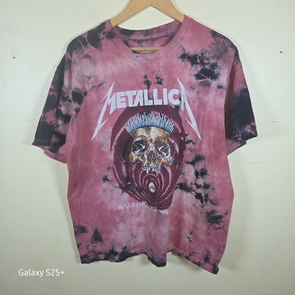Metallica In Vertigo You Will Be Metal Band Rock Skull Tie Dye T-Shirt Sz Large