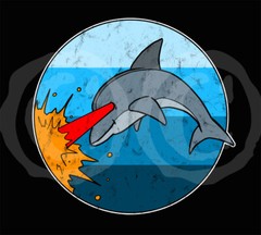 Retro Laser Dolphin T-Shirt Funny Dolphin Tee by Turbo Volcano *NEW* 5 Colors!
