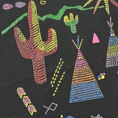 Vintage PGB Gepetto Shirt Mens 2XL Black Southwestern Beaded Gem Studded Art Tee