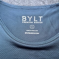 BYLT Premium Basics T-Shirt Mens Large White Navy Excellent Mesh Active 2 Pack