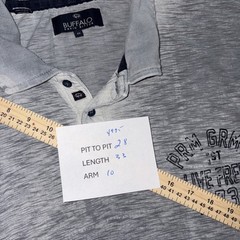 BUFFALO DAVID BITTON gray Faded Tee- Shirt with collar 2X Large