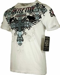 Xtreme Couture Affliction Men’s T-Shirt CLASSIC CREST White Tattoo Biker S-5XL