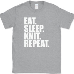 Eat Sleep Knit Repeat Knitting T-Shirt Yarn Hobby Stitch Craft Gift Tee