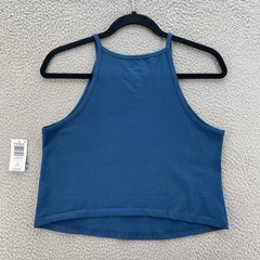 Torrid Top Women Plus Size 1X Blue Poseidon Foxy High Neck Crop Stretch Cotton