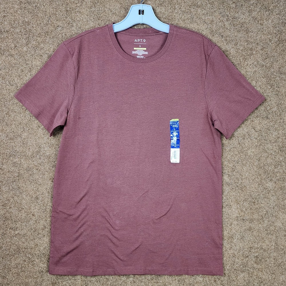 NWT APT. 9 Premier Flex T-Shirt Men Small Brown Stretch Short Sleeve Crew Neck