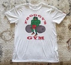 FROGGY’S GYM Workout Bodybuilding Exercise Old School Vintage Logo T-Shirt NEW