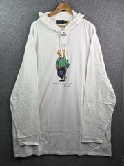 Polo Ralph Lauren Polo Bear White Jersey Hooded Long Sleeve T Shirt Mens 4XLT