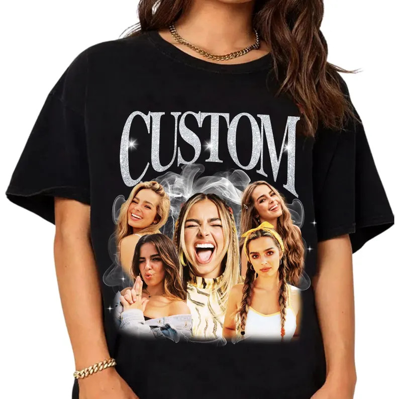 Custom Graphic Photo Vintage Washed Bootleg Shirt