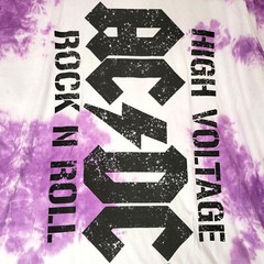 ACDC HIGH VOLTAGE Shirt Mens 2XL XXL Purple TIE DYE Casual ROCK NWT