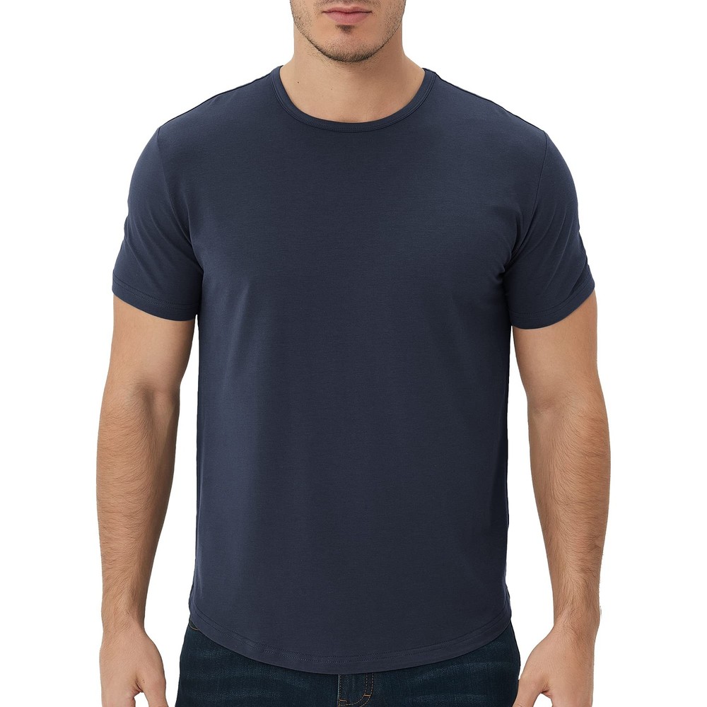 Men’s Ultra-Soft Viscose T-Shirt, Curved Hem Lightweight Cooling Cotton Blend…