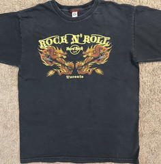 Hard Rock Cafe Toronto Rock N Roll Dragon Guitar T Shirt Black Mens Size Medium
