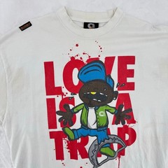 Akademiks Love Is A Trap T-Shirt Cotton Crew Grunge Streetwear Skater Stained